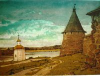 Северный страж, цветной офорт В.Зорина, 1998, 15 х 21